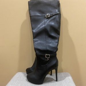 Black Stiletto Thigh High Boots 8W